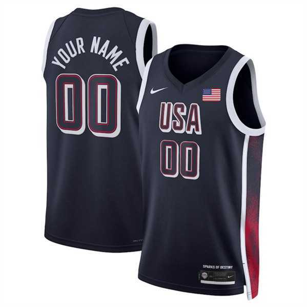 Mens USA Basketball Active Player Custom Navy 2024 Swingman Stitched Jersey